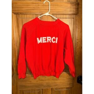 Pink Martini Red Merci Viscose Graphic Knit Sweater, size S